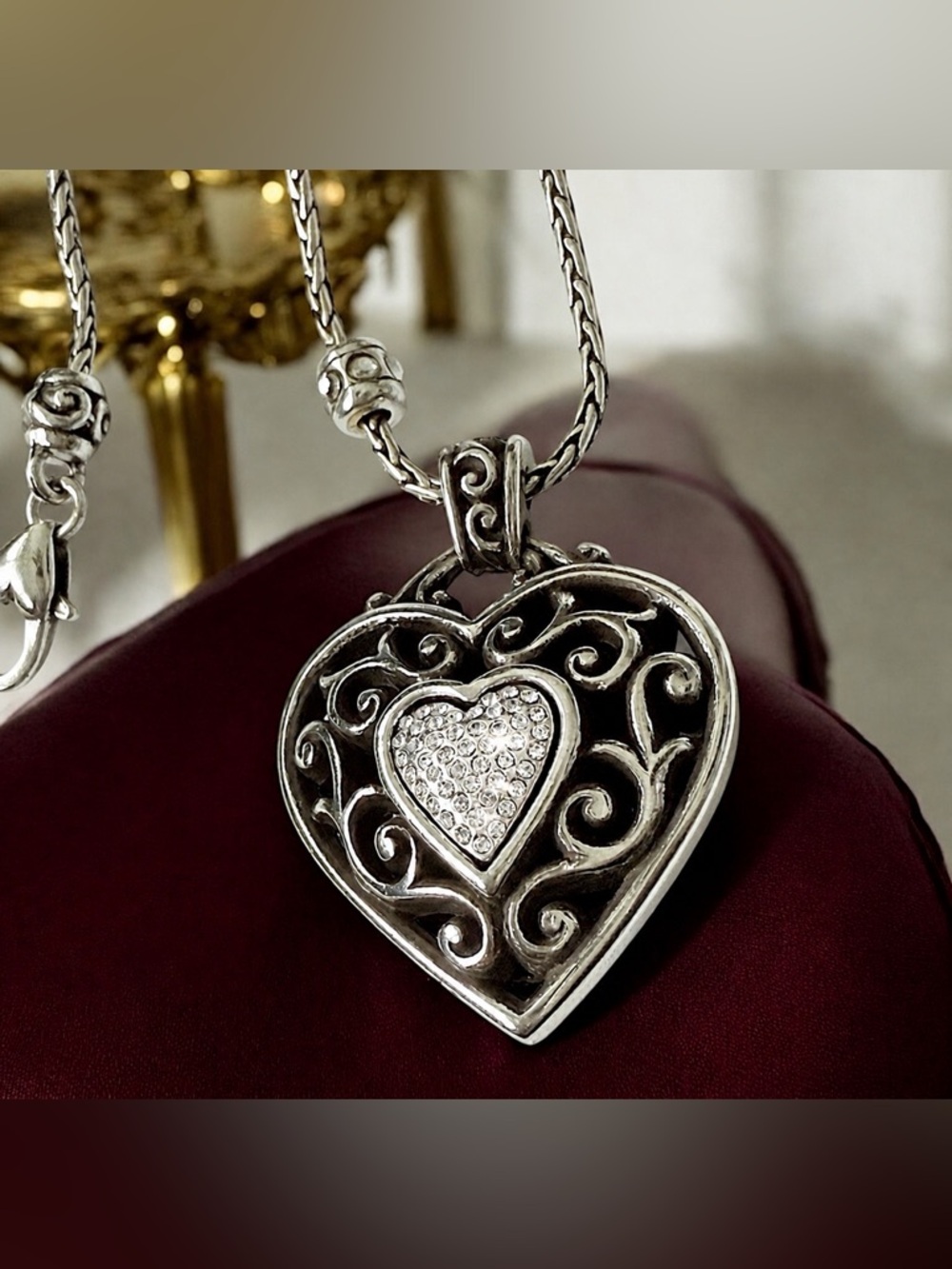 BRIGHTON Reno Two Sided Adjustable Length Heart Necklace 18-20” NWT